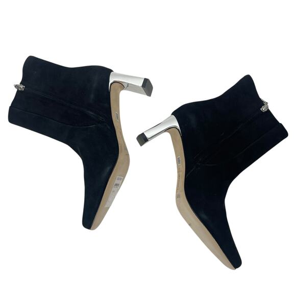 Larroude Alexis Suede Mirror Heel Ankle Boots Black Silver Size 7.5 - Picture 6 of 13